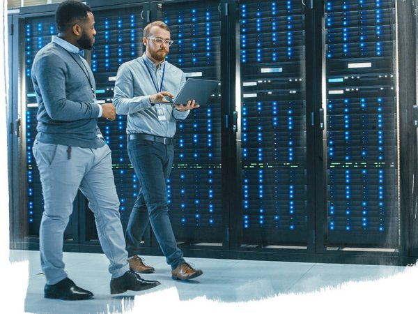 Man working in data center
