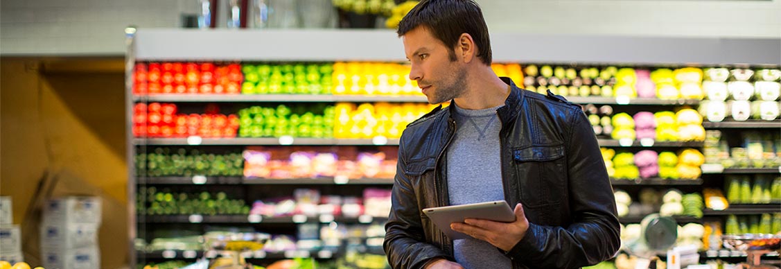 Man buying grocery from departmental store