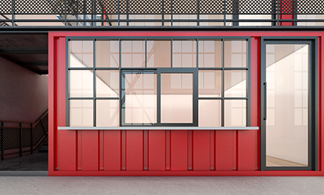 Work at the red shipping Containers , 3d rendering