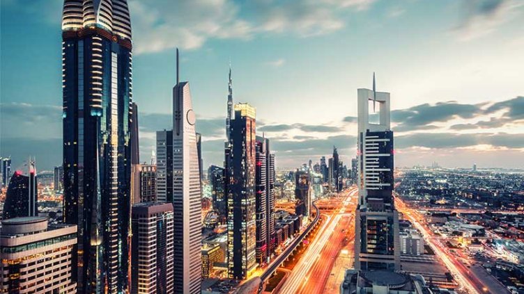 City in evening view