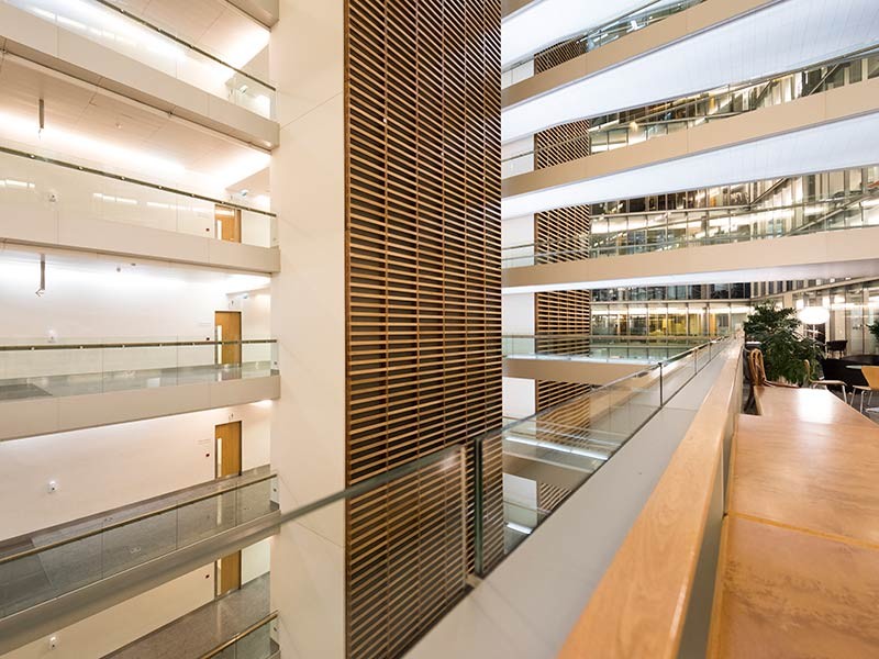 View of Atrium and walkways in modern office building