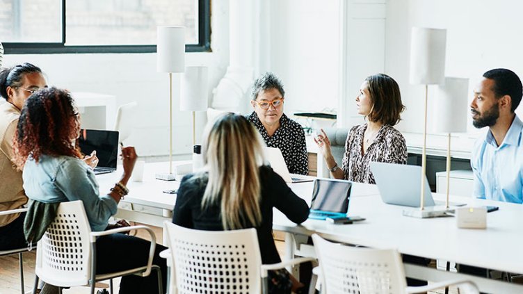 Group of people are discussing