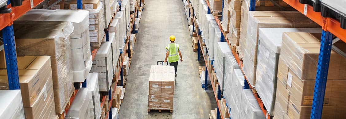 A man working in a warehouse