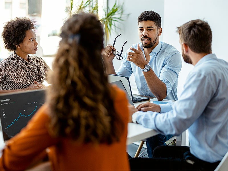 Group discussion is taking place among coworkers