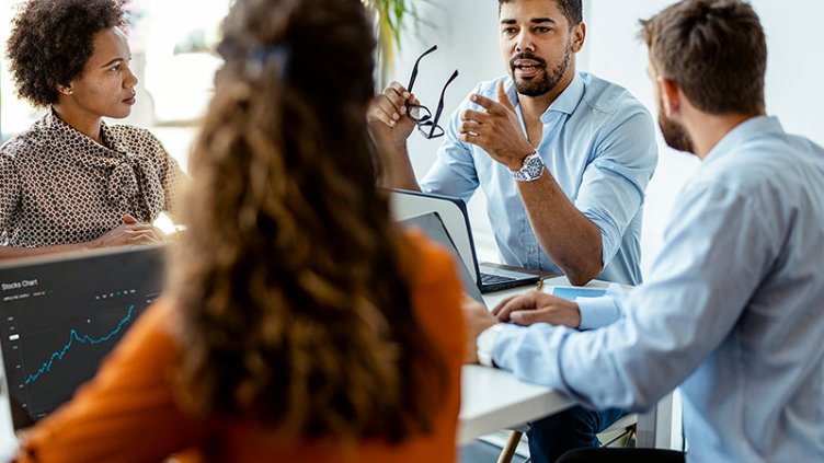 Group discussion is taking place among coworkers