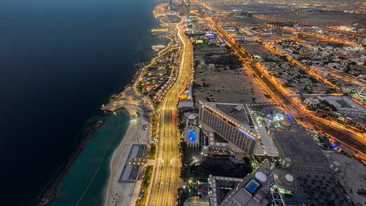 Evening view of a city