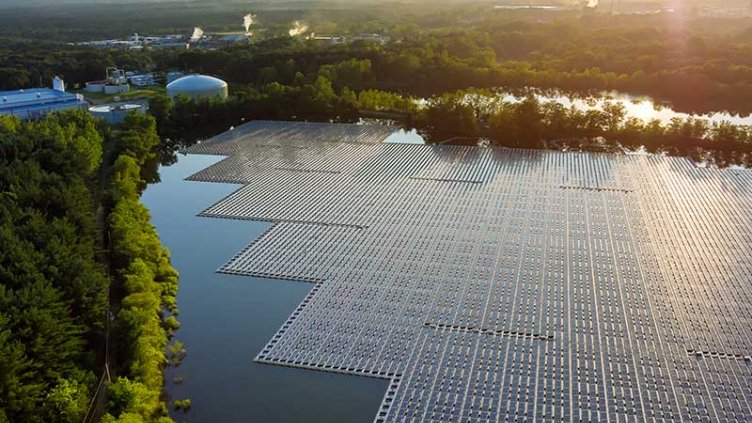 Floating solar panels