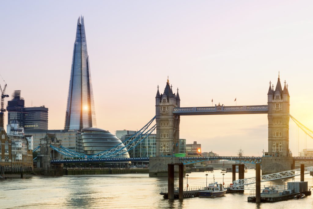 London, Tower Bridge and the Shard at Sunset; Shutterstock ID 358609280