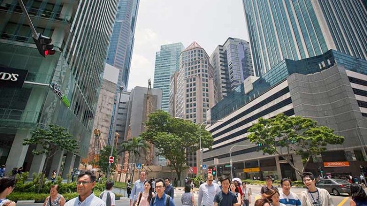 People in front of building