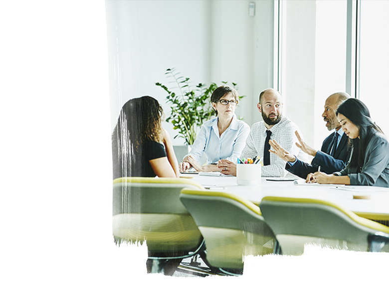 People discussing on meeting room